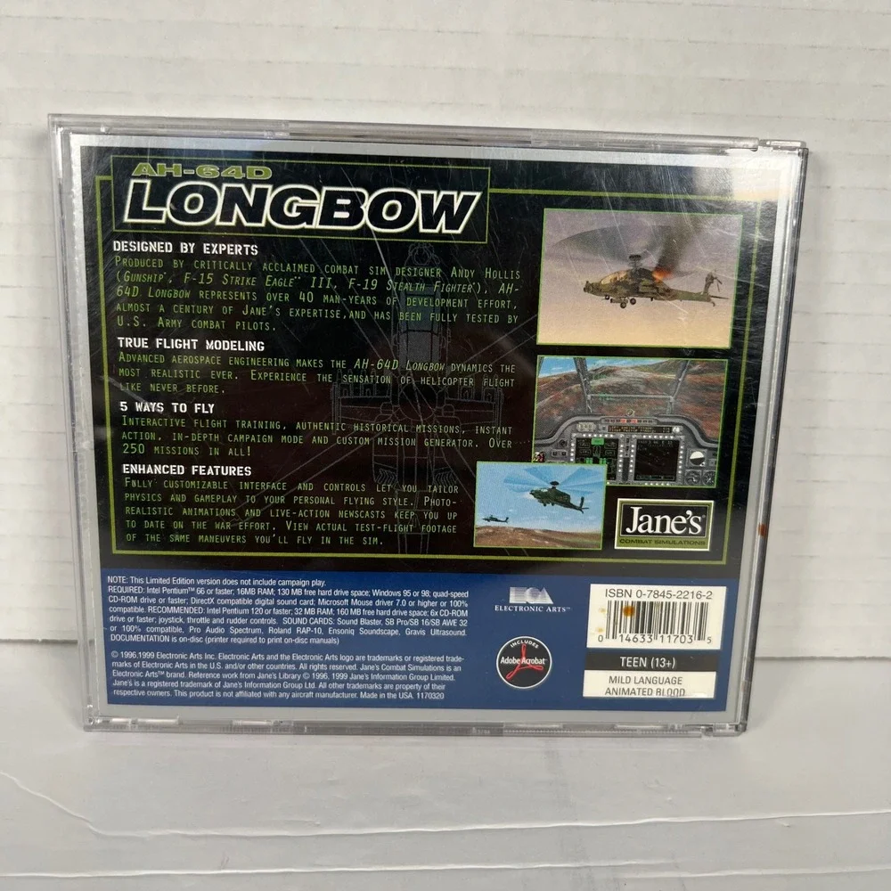 Janes AH-64D Longbow Limited Edition PC Game 1996 Electronic Arts Flight Sim